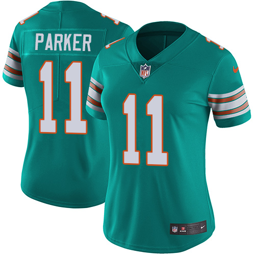 Nike Miami Dolphins #11 DeVante Parker Aqua Green Alternate Women Stitched NFL Vapor Untouchable Limited Jersey->women nfl jersey->Women Jersey